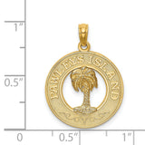 14k Yellow Gold Palm Tree Pendant, Tropical Island Charm with Detailed Design