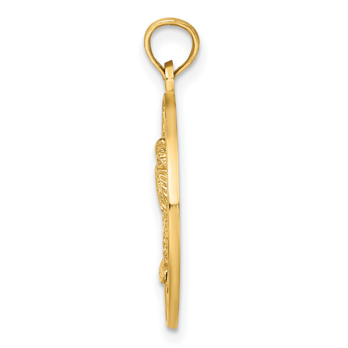 14k Yellow Gold Palm Tree Pendant with Charleston Cutout Design and Lettering