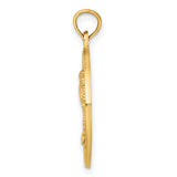 14k Yellow Gold Palm Tree Pendant with Charleston Cutout Design and Lettering