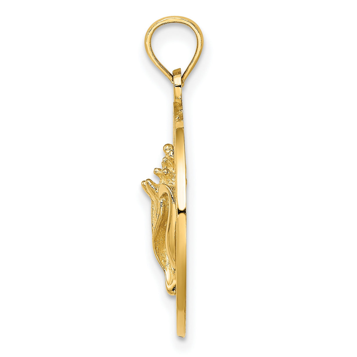14k Yellow Gold Jamaica Conch Shell Pendant with Raised Lettering, Caribbean Island Charm