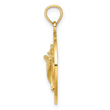 14k Yellow Gold Jamaica Conch Shell Pendant with Raised Lettering, Caribbean Island Charm
