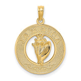 14k Yellow Gold Jamaica Conch Shell Pendant with Raised Lettering, Caribbean Island Charm