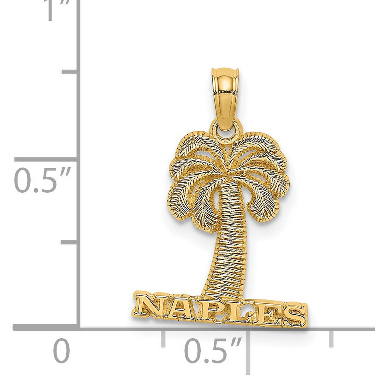 14k Yellow Gold Pendant with Palm Tree Design, Tropical Vacation Charm