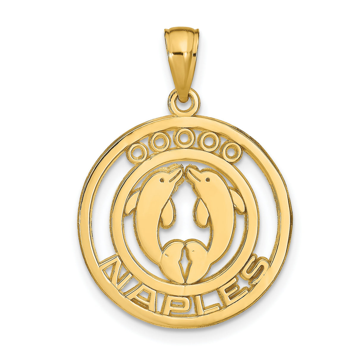 14k Yellow Gold Dolphin Pendant, Two Dolphin Ocean Charm, Nautical Travel Jewelry for Women or Unisex