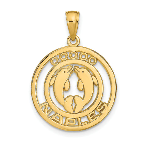 14k Yellow Gold Dolphin Pendant, Two Dolphin Ocean Charm, Nautical Travel Jewelry for Women or Unisex