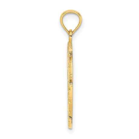 14k Yellow Gold Bahamas Palm Tree Pendant, Tropical Beach Island Travel Charm, Unisex Jewelry
