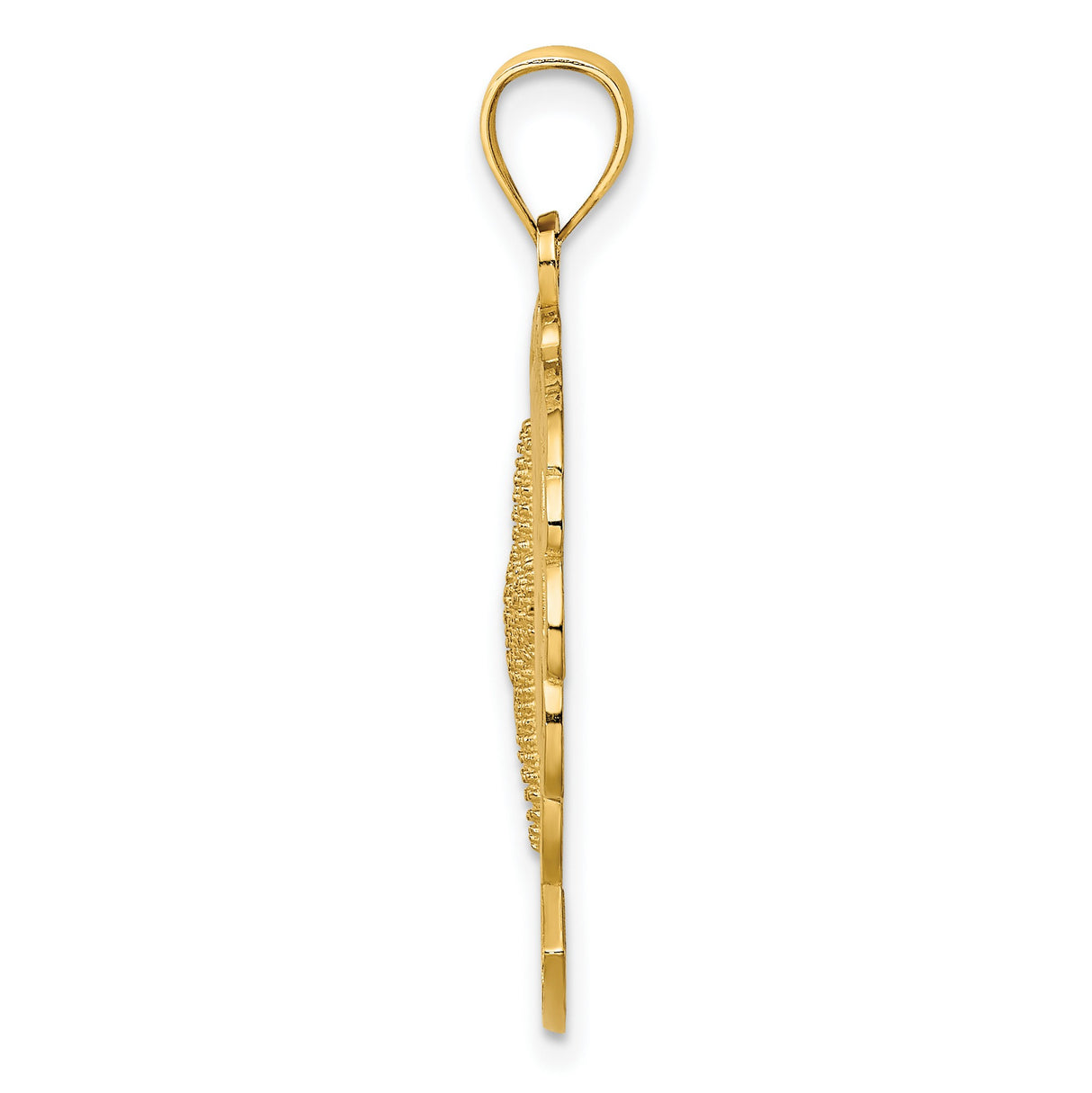 14k Yellow Gold Pendant with Dolphin, Starfish, and Ocean Wave Details, Nautical Beach Charm