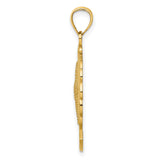14k Yellow Gold Pendant with Dolphin, Starfish, and Ocean Wave Details, Nautical Beach Charm