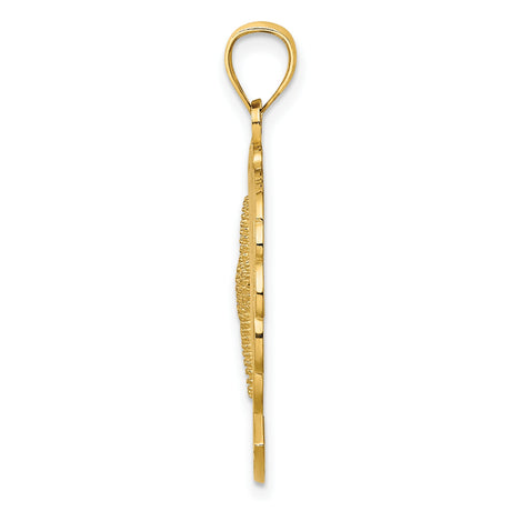 14k Yellow Gold Pendant with Dolphin, Starfish, and Ocean Wave Details, Nautical Beach Charm