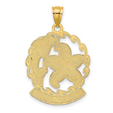 14k Yellow Gold Pendant with Dolphin, Starfish, and Ocean Wave Details, Nautical Beach Charm