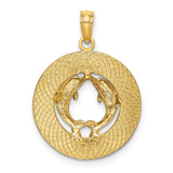 14k Yellow Gold Dolphin Heart Pendant with Bonaire Engraving, Ocean Theme Charm