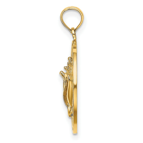 14k Yellow Gold Bonaire Pendant with Raised Conch Shell, Island Charm, Ocean-Inspired Jewelry