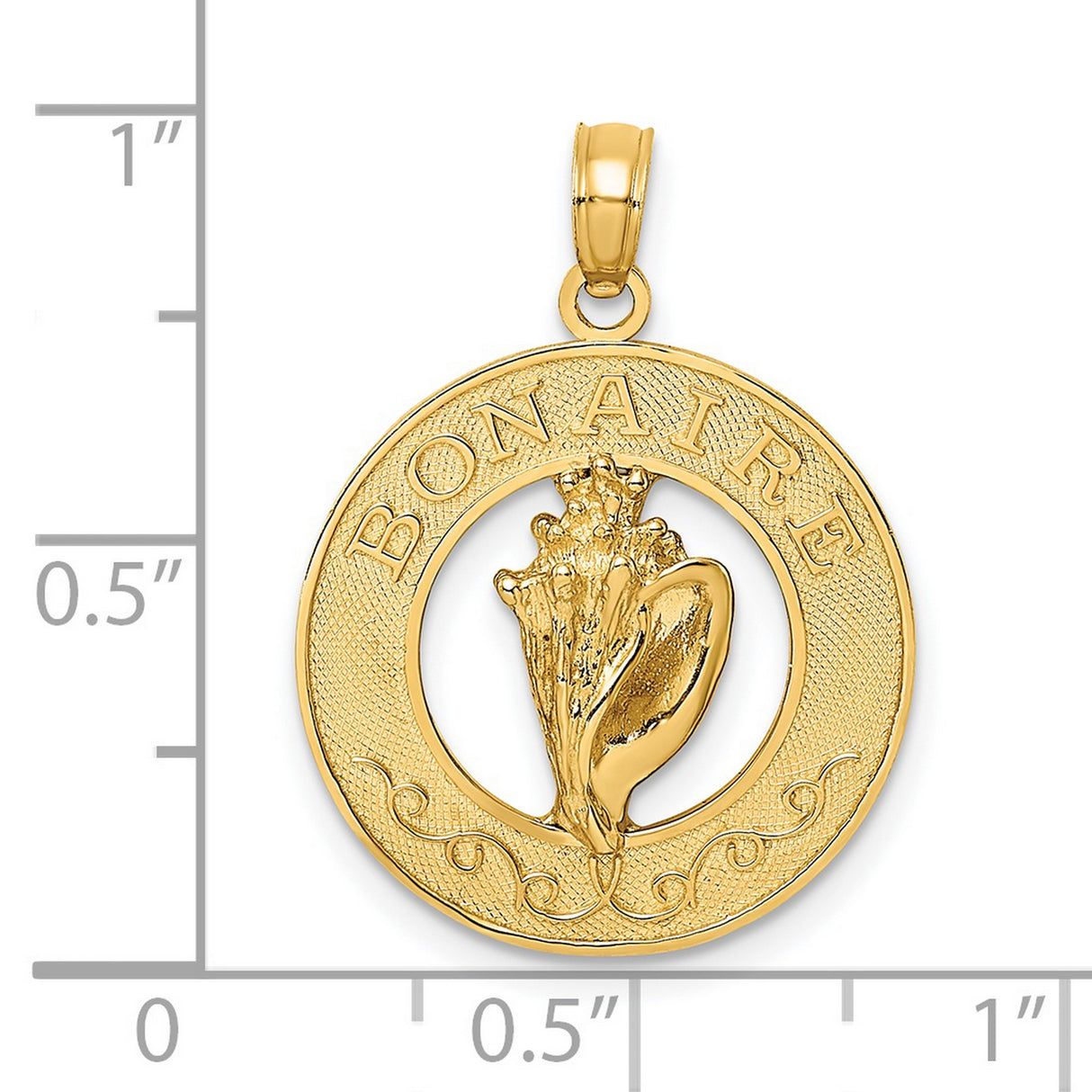 14k Yellow Gold Bonaire Pendant with Raised Conch Shell, Island Charm, Ocean-Inspired Jewelry