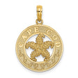 14k Yellow Gold Cape Cod Pendant with Textured Starfish, Nautical Beach Theme Charm