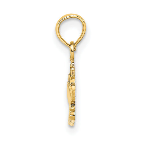 14k Yellow Gold Cruise Ship Pendant with Bahamas Word, Nautical Travel Charm