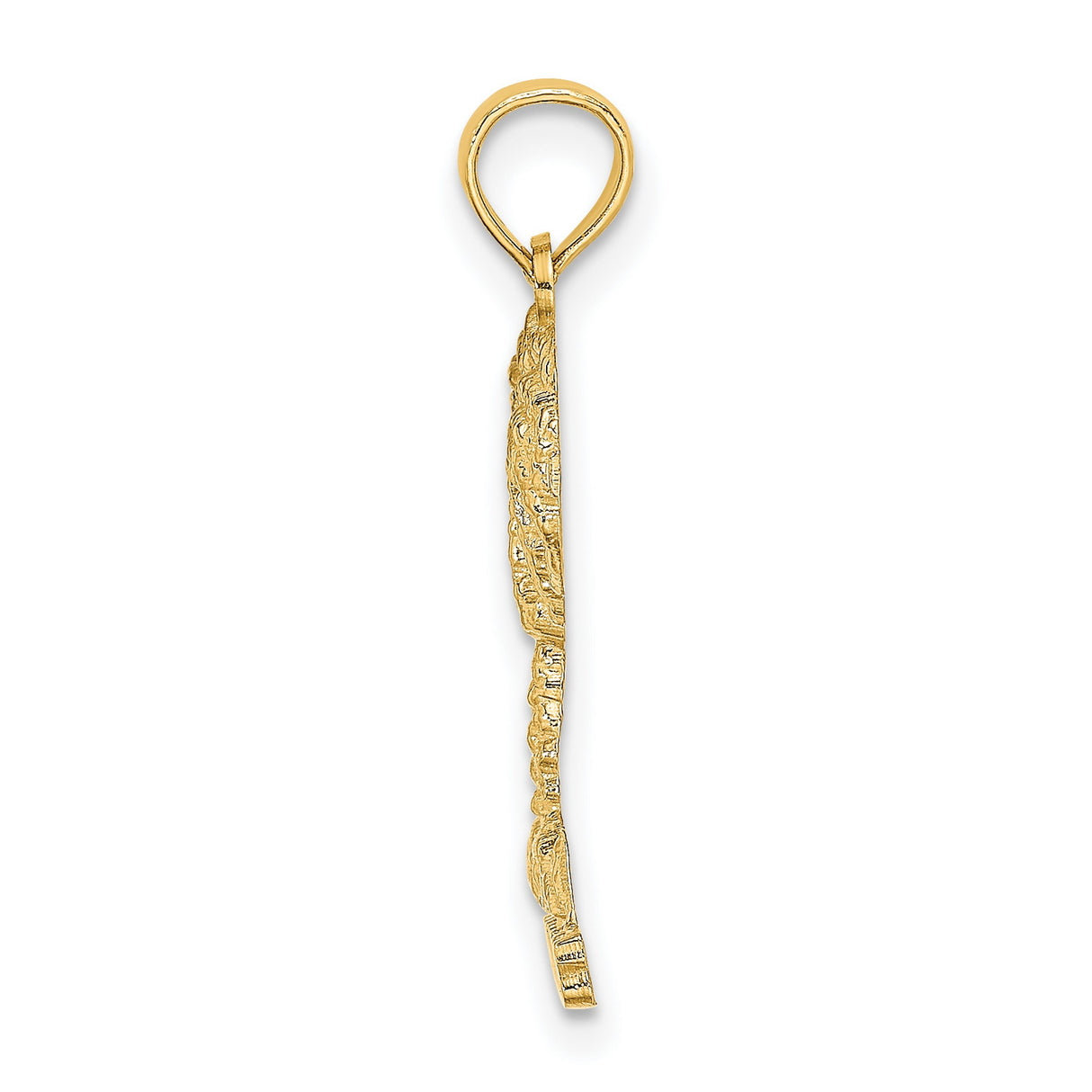 14k Yellow Gold Palm Tree Pendant with Bahamas Word Base, Tropical Island Design