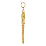 14k Yellow Gold Seahorse Pendant, Textured Marine Animal Charm, Nautical Jewelry for Women or Unisex