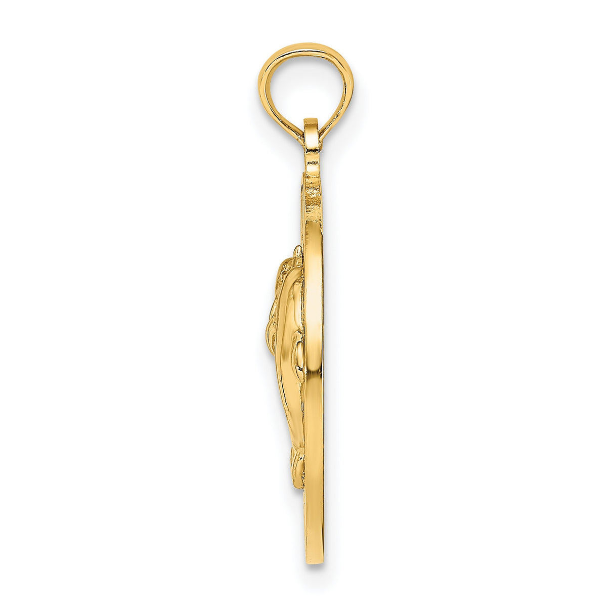 14k Yellow Gold Dolphin Pendant with Two Dolphins Forming Circle, Ocean-Inspired Charm