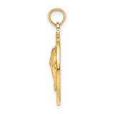 14k Yellow Gold Dolphin Pendant with Two Dolphins Forming Circle, Ocean-Inspired Charm