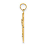 14k Yellow Gold Pendant with Palm Tree Design, Round Key West Coastal Charm