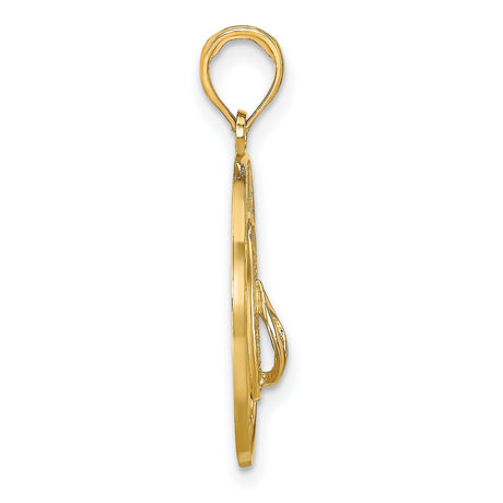 14k Yellow Gold Pendant with Key West Engraving and Flip Flop Centerpiece, Tropical Travel Theme
