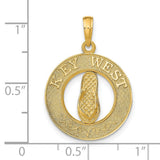 14k Yellow Gold Pendant with Key West Engraving and Flip Flop Centerpiece, Tropical Travel Theme