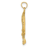 14k Yellow Gold Stingray Pendant, Textured Ocean Animal Design, Nautical Marine Style Charm