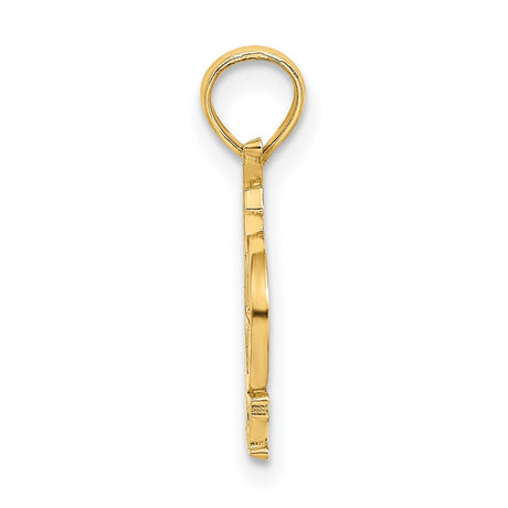 14k Yellow Gold Bike Pendant with Key West Engraving, Bicycle Charm, Travel-Inspired Jewelry