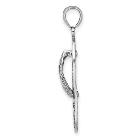 14k White Gold Flip Flop Pendant with Cutout Sea Turtles, Ocean and Beach Theme Charm