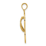 14k Yellow Gold Sandal Pendant with Plumeria Flower, Tropical Flip-Flop Charm for Women