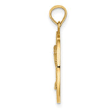14k Yellow Gold Pendant with Palm Tree and Turks Caicos Engraving, Tropical Round Charm