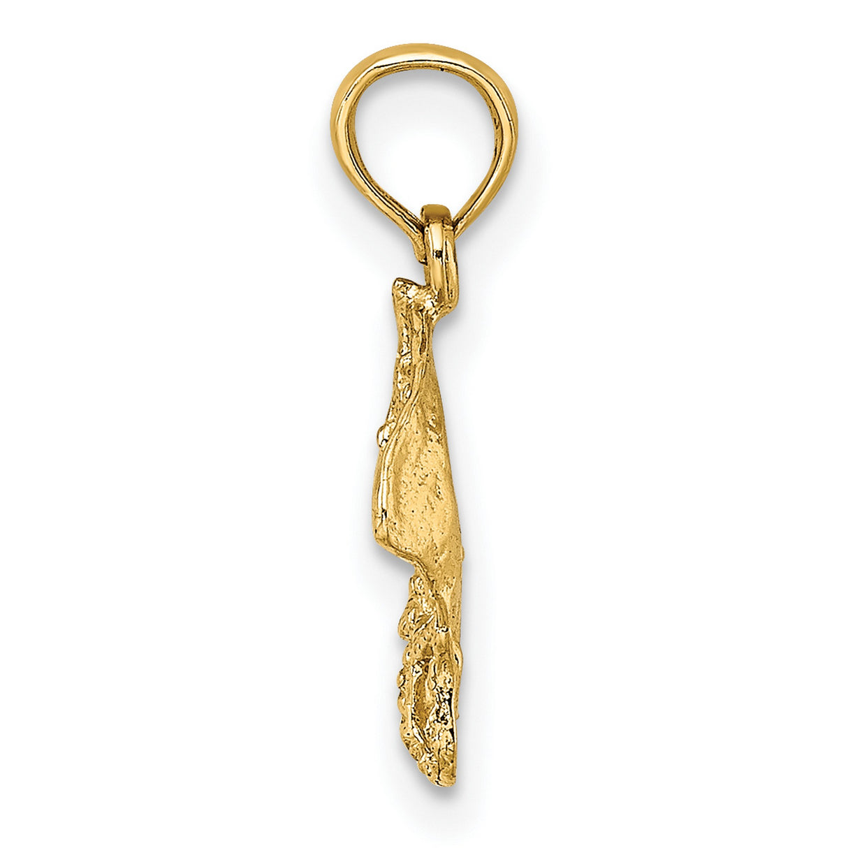 14k Yellow Gold Stingray Pendant, Ocean Animal Charm with Nautical Design