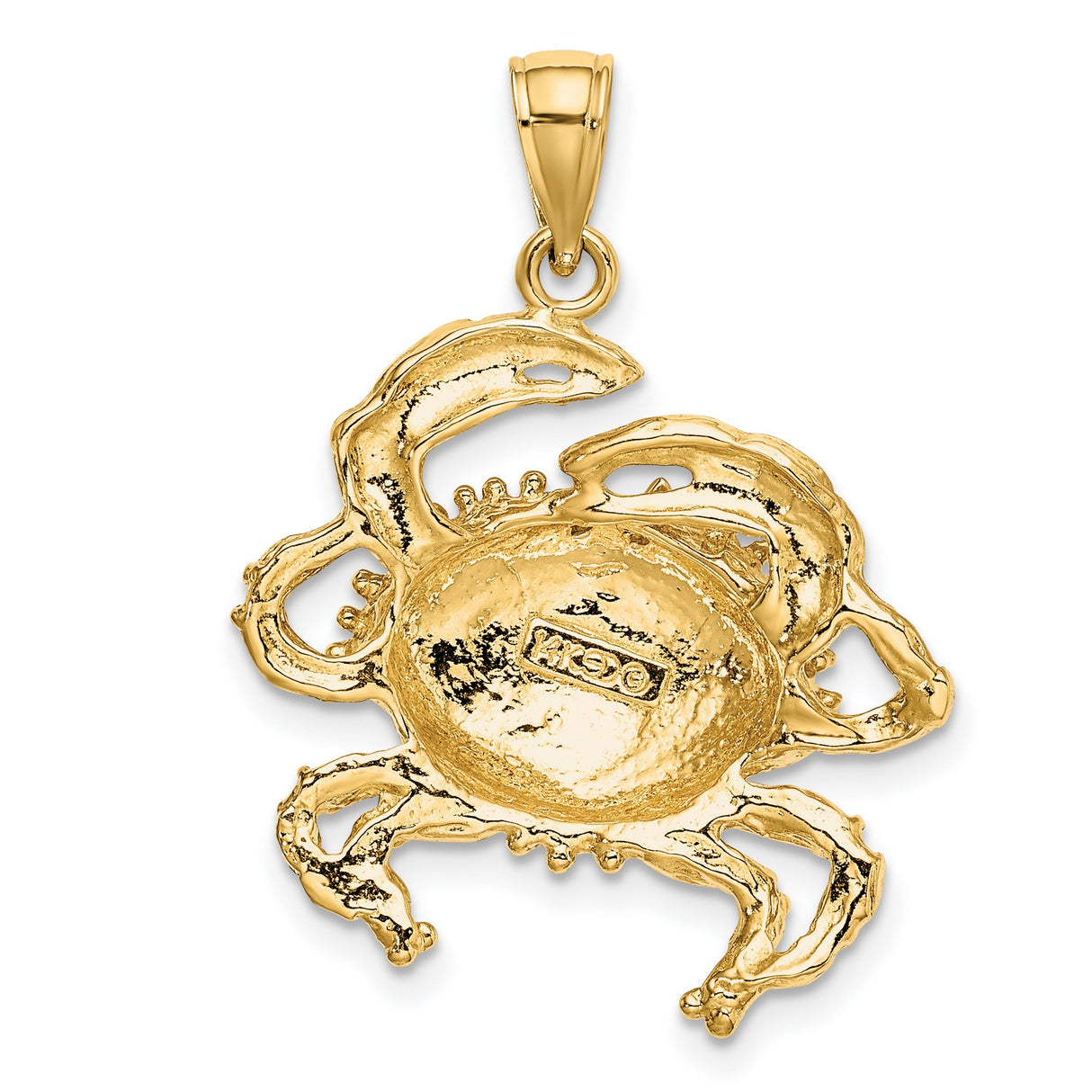 14k Yellow Gold Crab Pendant with Detailed Claws, Cancer Zodiac Astrology Charm