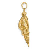 14k Yellow Gold Sea Shell Pendant with Conch Shell Motif, Nautical Coastal Theme Jewelry