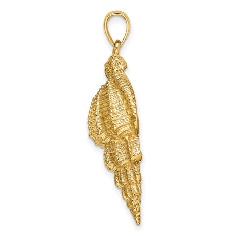 14k Yellow Gold Sea Shell Pendant with Conch Shell Motif, Nautical Coastal Theme Jewelry