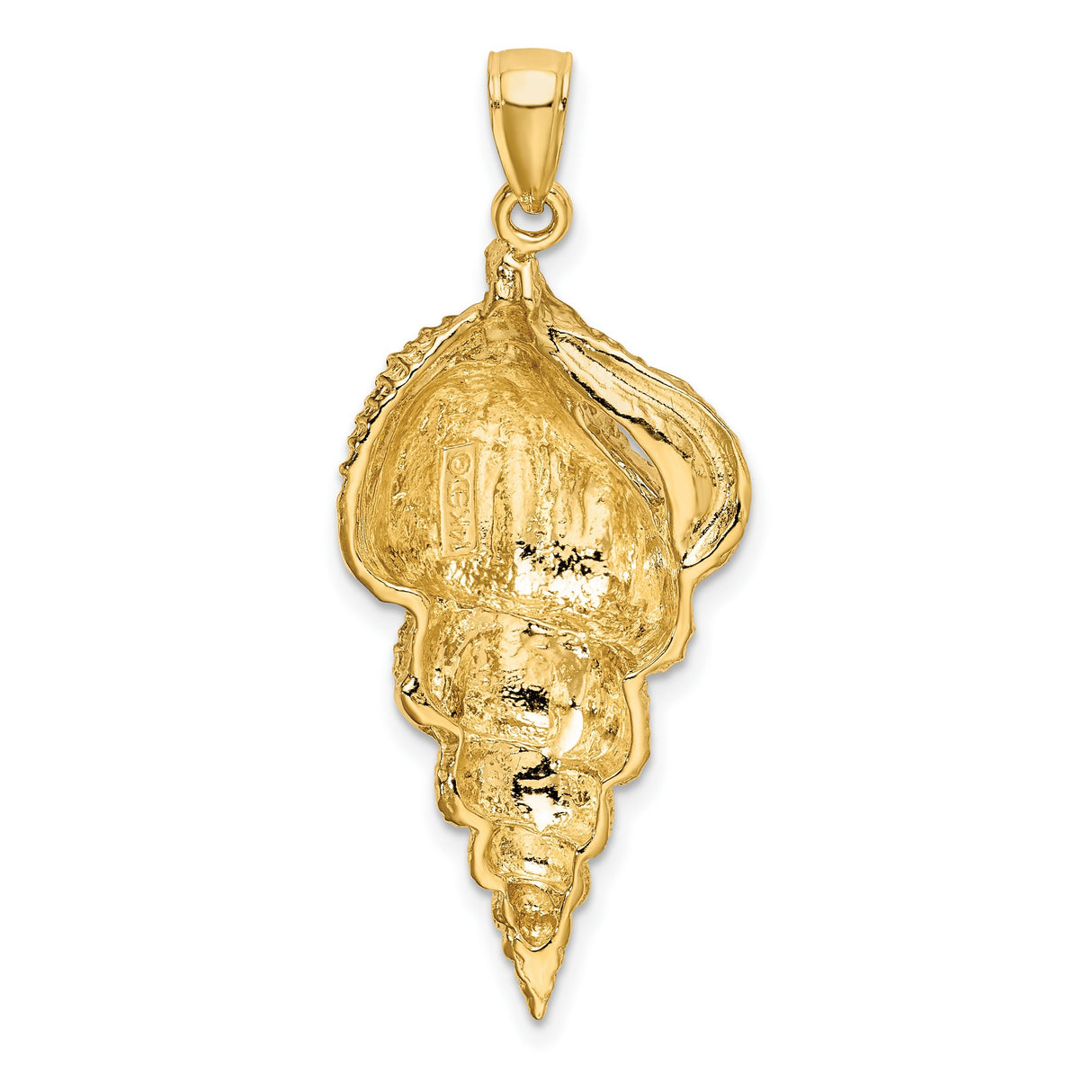 14k Yellow Gold Sea Shell Pendant with Conch Shell Motif, Nautical Coastal Theme Jewelry