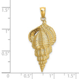 14k Yellow Gold Sea Shell Pendant with Conch Shell Motif, Nautical Coastal Theme Jewelry