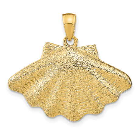 14k Yellow Gold Scallop Shell Pendant, Camino de Santiago Christian Pilgrimage Charm