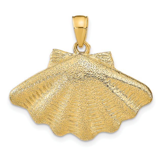 14k Yellow Gold Scallop Shell Pendant, Camino de Santiago Christian Pilgrimage Charm
