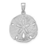 14k White Gold Sand Dollar Pendant, Ocean-Inspired Cutout Charm for Women
