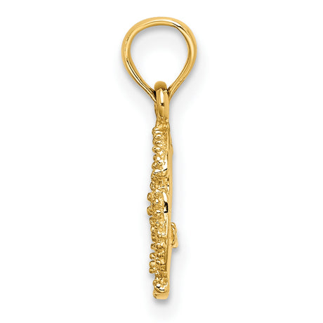 14k Yellow Gold Pendant with Textured Ancient Coin Design and Stylized Cross Motif