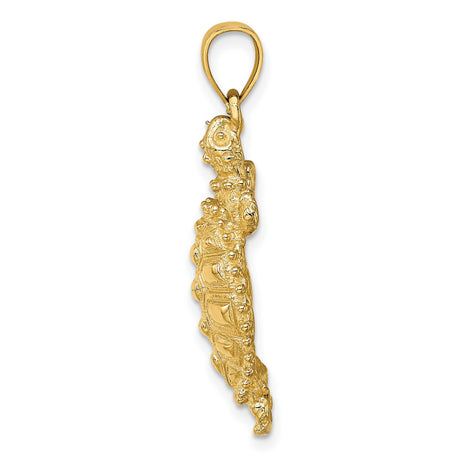 14k Yellow Gold Turtle Pendant, Detailed Tortoise Design Symbolizing Longevity and Wisdom