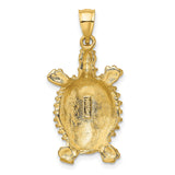 14k Yellow Gold Turtle Pendant, Detailed Tortoise Design Symbolizing Longevity and Wisdom