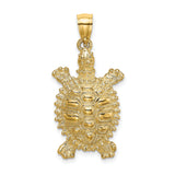 14k Yellow Gold Turtle Pendant, Detailed Tortoise Design Symbolizing Longevity and Wisdom
