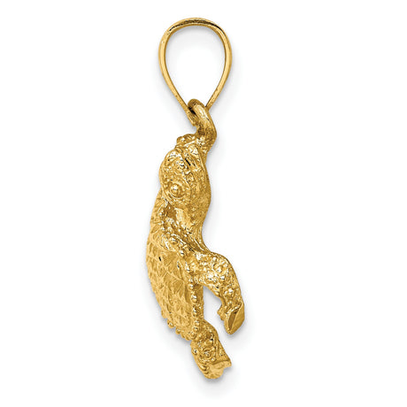 14k Yellow Gold Turtle Pendant, Detailed Animal Charm Symbolizing Longevity and Wisdom