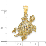14k Yellow Gold Turtle Pendant, Detailed Animal Charm Symbolizing Longevity and Wisdom
