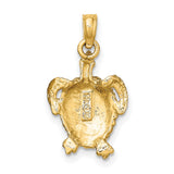 14k Yellow Gold Sea Turtle Pendant, Textured Nautical Charm, Tropical Ocean Theme, Unisex Design