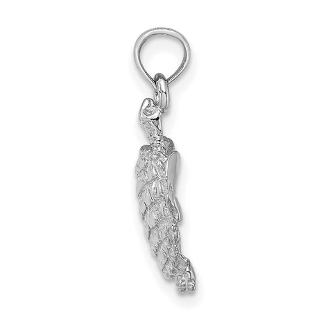 14k White Gold Sea Turtle Pendant, Textured Shell Design, Marine Life Nature Charm