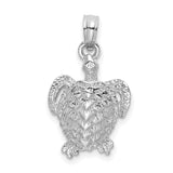 14k White Gold Sea Turtle Pendant, Textured Shell Design, Marine Life Nature Charm