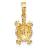 14k Yellow Gold Turtle Pendant with Detailed Sea Turtle Design, Ocean Totem Jewelry for Women or Unisex
